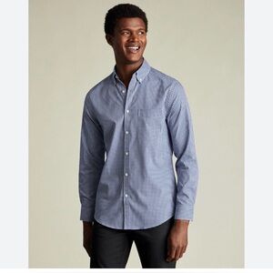 Charles Tyrwhitt Blue Checkered Slim Fit Non Iron Shirt